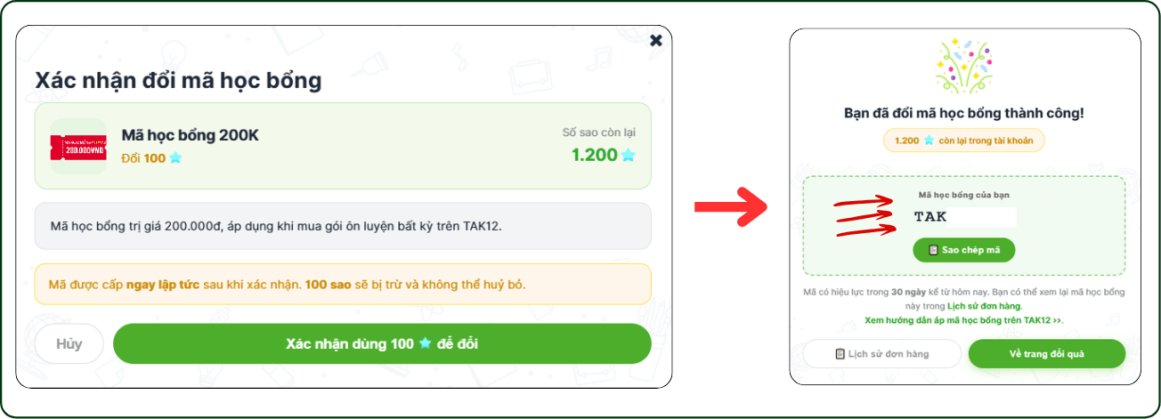 Đổi quà học bổng